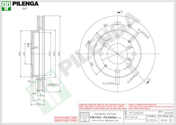 Pilenga V616 - Спирачен диск vvparts.bg