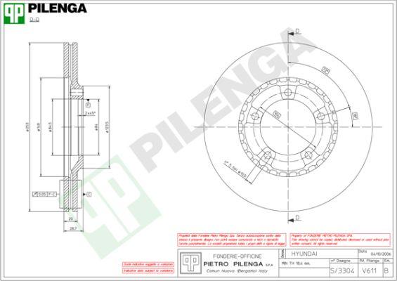 Pilenga V611 - Спирачен диск vvparts.bg