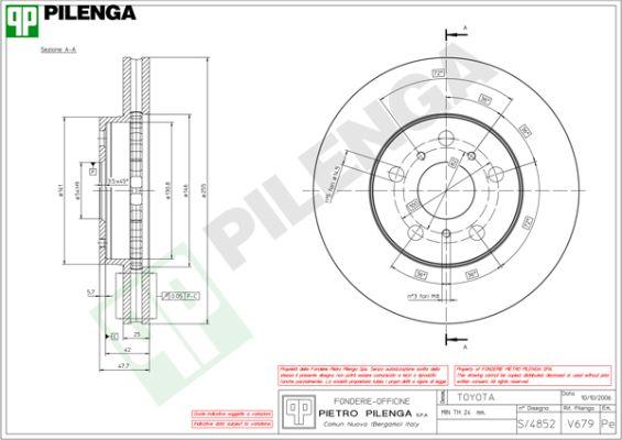 Pilenga V679 - Спирачен диск vvparts.bg