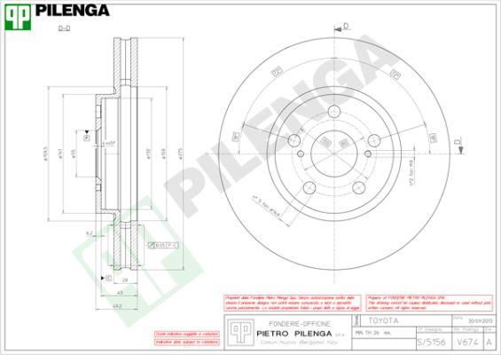 Pilenga V674 - Спирачен диск vvparts.bg