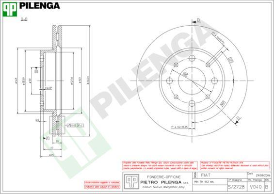 Pilenga V040 - Спирачен диск vvparts.bg