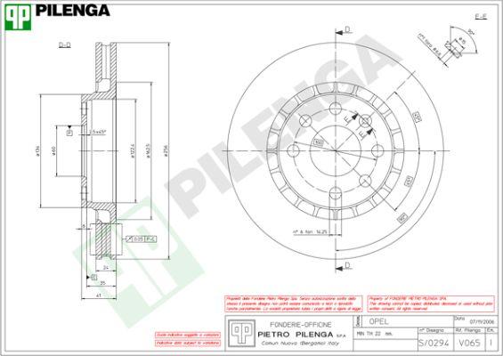 Pilenga V065 - Спирачен диск vvparts.bg