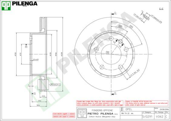 Pilenga V062 - Спирачен диск vvparts.bg