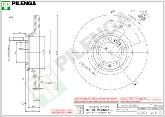 Pilenga V010 - Спирачен диск vvparts.bg