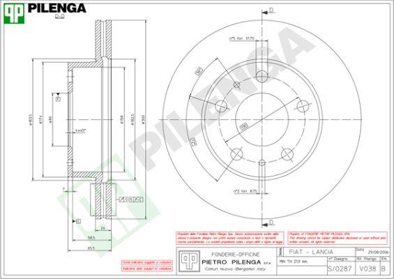 Pilenga V038 - Спирачен диск vvparts.bg