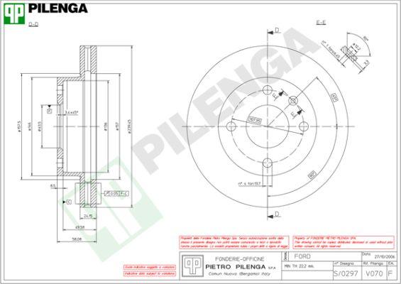 Pilenga V070 - Спирачен диск vvparts.bg