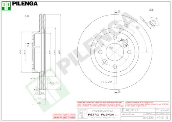 Pilenga V145 - Спирачен диск vvparts.bg