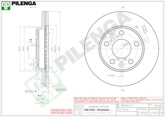 Pilenga V1603 - Спирачен диск vvparts.bg