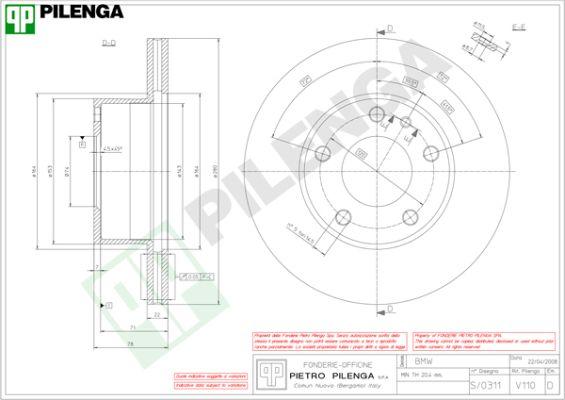 Pilenga V110 - Спирачен диск vvparts.bg