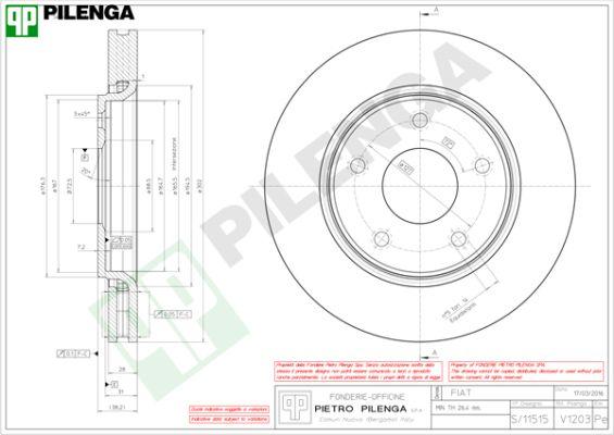 Pilenga V1203 - Спирачен диск vvparts.bg