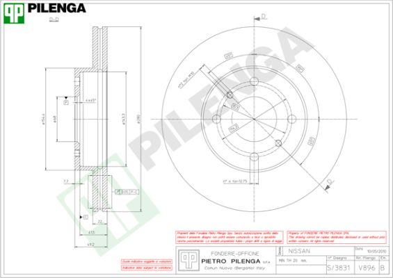 Pilenga V896 - Спирачен диск vvparts.bg