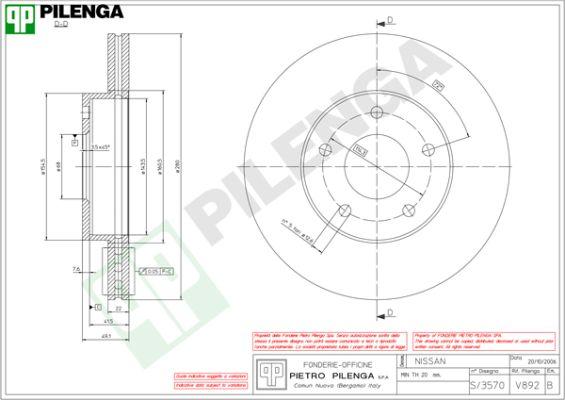 Pilenga V892 - Спирачен диск vvparts.bg