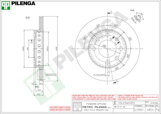 Pilenga V854 - Спирачен диск vvparts.bg