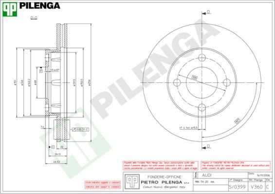 Pilenga V360 - Спирачен диск vvparts.bg