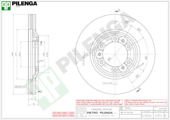 Pilenga V374 - Спирачен диск vvparts.bg