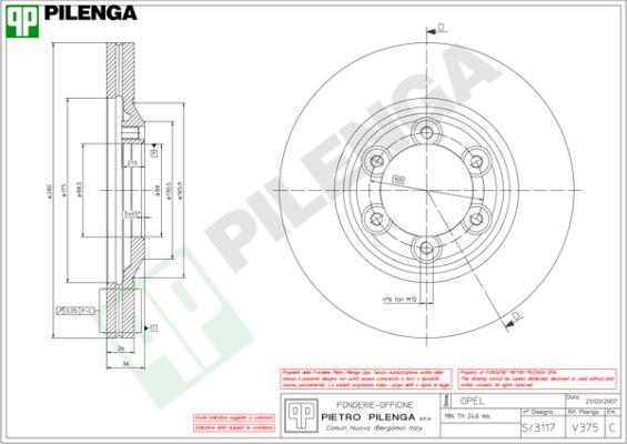 Pilenga V375 - Спирачен диск vvparts.bg