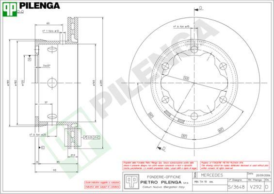 Pilenga V292 - Спирачен диск vvparts.bg