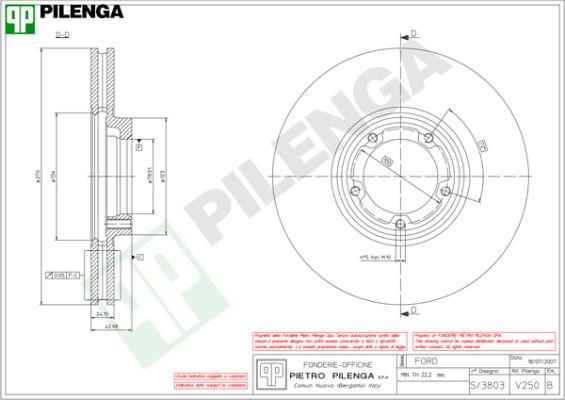 Pilenga V250 - Спирачен диск vvparts.bg