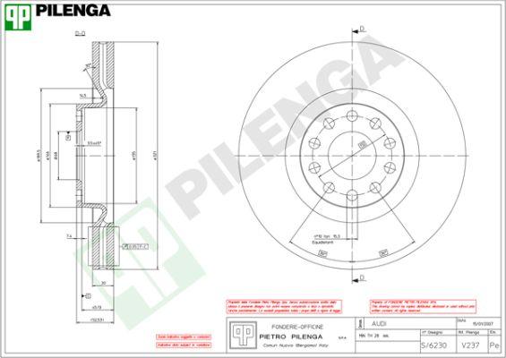 Pilenga V237 - Спирачен диск vvparts.bg