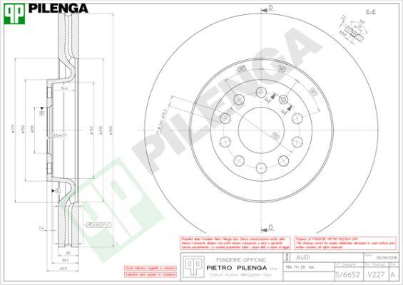 Pilenga V227 - Спирачен диск vvparts.bg