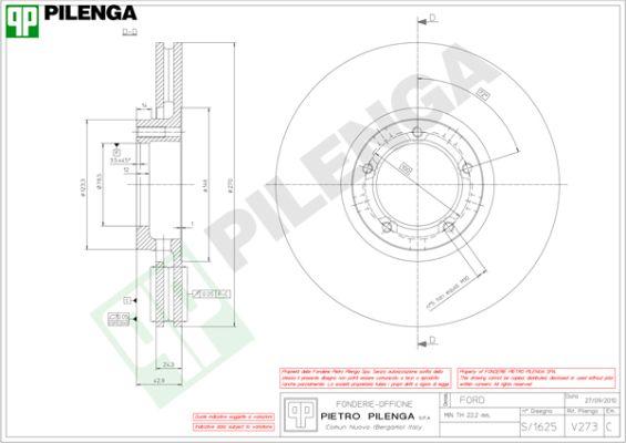 Pilenga V273 - Спирачен диск vvparts.bg