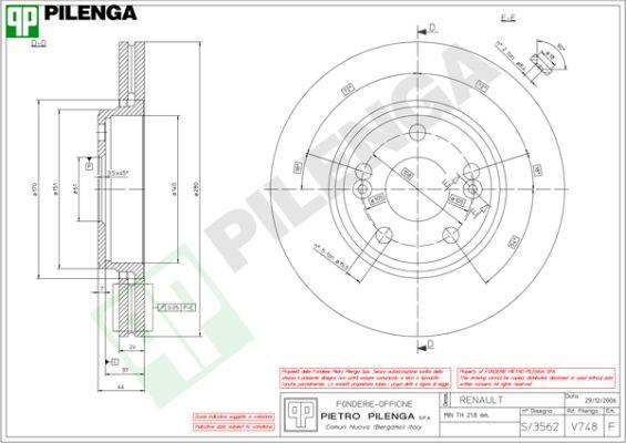 Pilenga V748 - Спирачен диск vvparts.bg