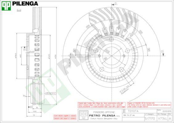 Pilenga V734L - Спирачен диск vvparts.bg