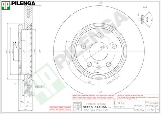 Pilenga V770 - Спирачен диск vvparts.bg