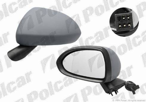 Polcar 5558525M - Стъкло на огледало, външно огледало vvparts.bg