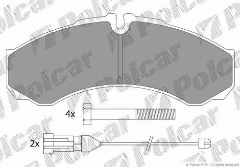 Polcar IE141208-200 - Комплект спирачно феродо, дискови спирачки vvparts.bg