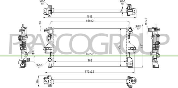 Prasco CI954R001 - Радиатор, охлаждане на двигателя vvparts.bg