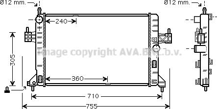 Prasco OL2305 - Радиатор, охлаждане на двигателя vvparts.bg