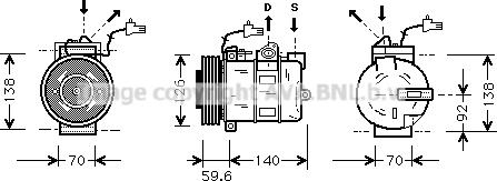 Prasco SBAK054 - Компресор, климатизация vvparts.bg