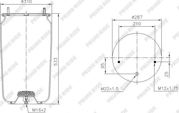 Prime-Ride 1R14-708 - Маншон, въздушно окачване vvparts.bg