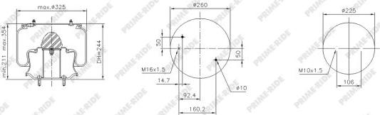 Prime-Ride 1R12-825 - Маншон, въздушно окачване vvparts.bg