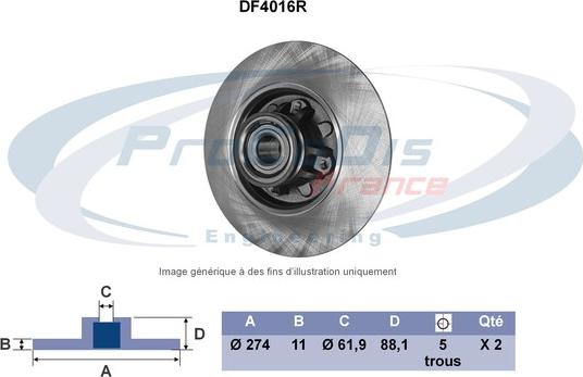 Procodis France DF4016R - Спирачен диск vvparts.bg