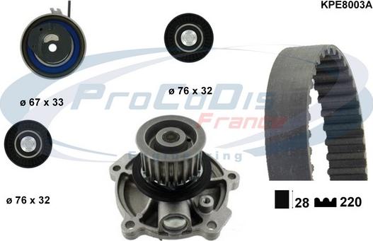 Procodis France KPE8003A - Водна помпа+ к-кт ангренажен ремък vvparts.bg