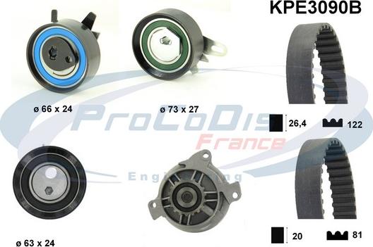 Procodis France KPE3090B - Водна помпа+ к-кт ангренажен ремък vvparts.bg