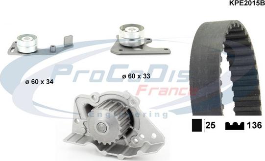 Procodis France KPE2015B - Водна помпа+ к-кт ангренажен ремък vvparts.bg