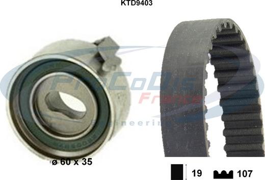 Procodis France KTD9403 - Комплект ангренажен ремък vvparts.bg