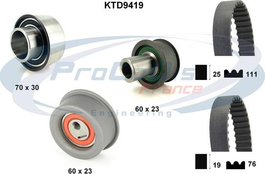 Procodis France KTD9419 - Комплект ангренажен ремък vvparts.bg