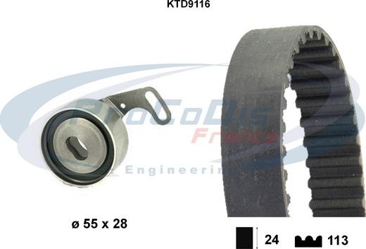 Procodis France KTD9116 - Комплект ангренажен ремък vvparts.bg