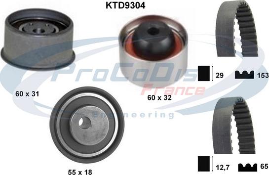 Procodis France KTD9304 - Комплект ангренажен ремък vvparts.bg