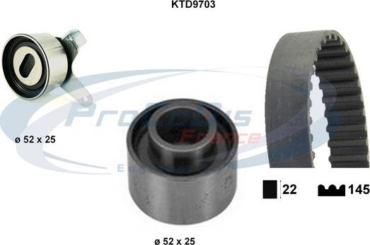 Procodis France KTD9703 - Комплект ангренажен ремък vvparts.bg