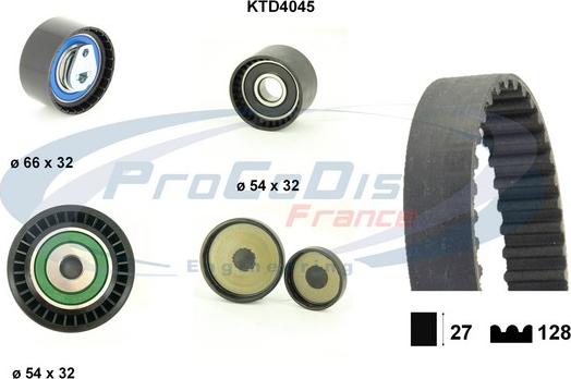 Procodis France KTD4045 - Комплект ангренажен ремък vvparts.bg