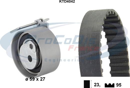 Procodis France KTD4042 - Комплект ангренажен ремък vvparts.bg