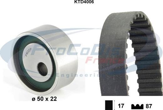 Procodis France KTD4006 - Комплект ангренажен ремък vvparts.bg