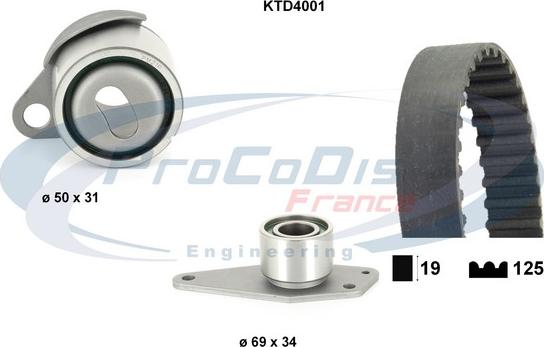 Procodis France KTD4001 - Комплект ангренажен ремък vvparts.bg