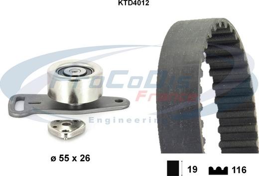 Procodis France KTD4012 - Комплект ангренажен ремък vvparts.bg