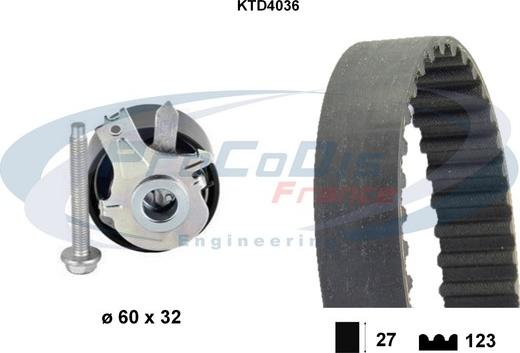 Procodis France KTD4036 - Комплект ангренажен ремък vvparts.bg